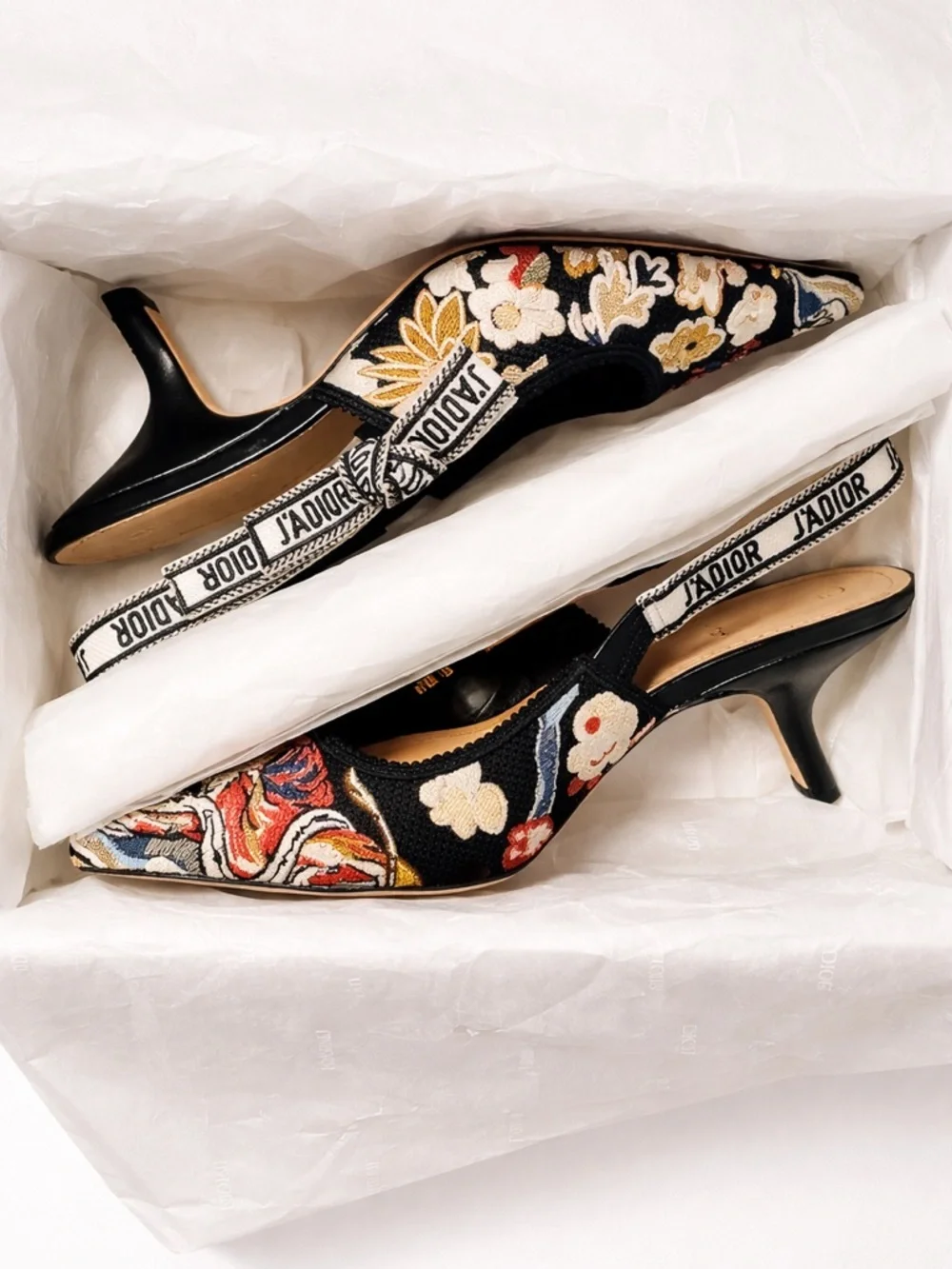 Christian Dior J’Adior Embroidered Floral Slingback Heels Pumps EU 41 US 10 - Picture 5 of 17